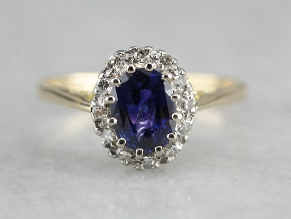 Sapphire Halo Ring, Sapphire Engagement Ring, Sapp