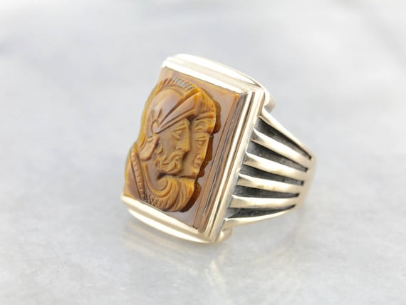 Fantastic Carved Tiger's Eye, Vintage Men's State… - image 1