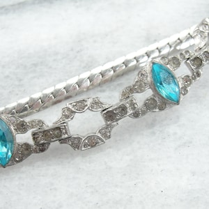 Retro Era Fine Costume Jewelry with Bright Blue Foilback Rhinestones EKL4PN-R