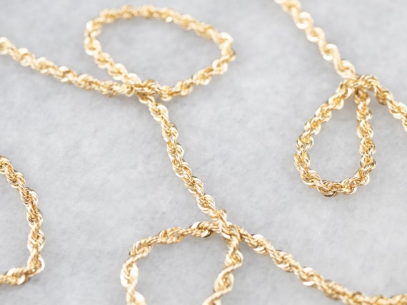Cadena de cuerda de oro de 14K, cadena de oro de 24 pulgadas