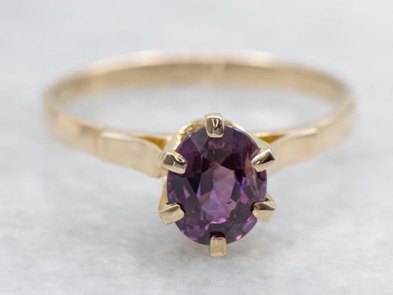 Vintage Oval Ruby Solitaire Ring, 14K Yellow Gold… - image 2
