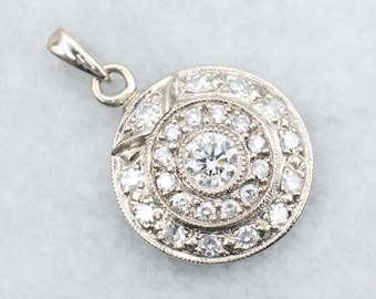 14K White Gold Diamond Cluster Pendant, Anniversary Gift