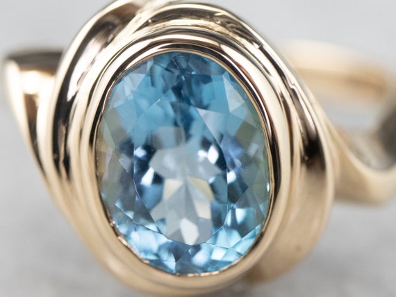 Blue Topaz Bypass Ring, Blue Topaz Solitaire Ring… - image 6