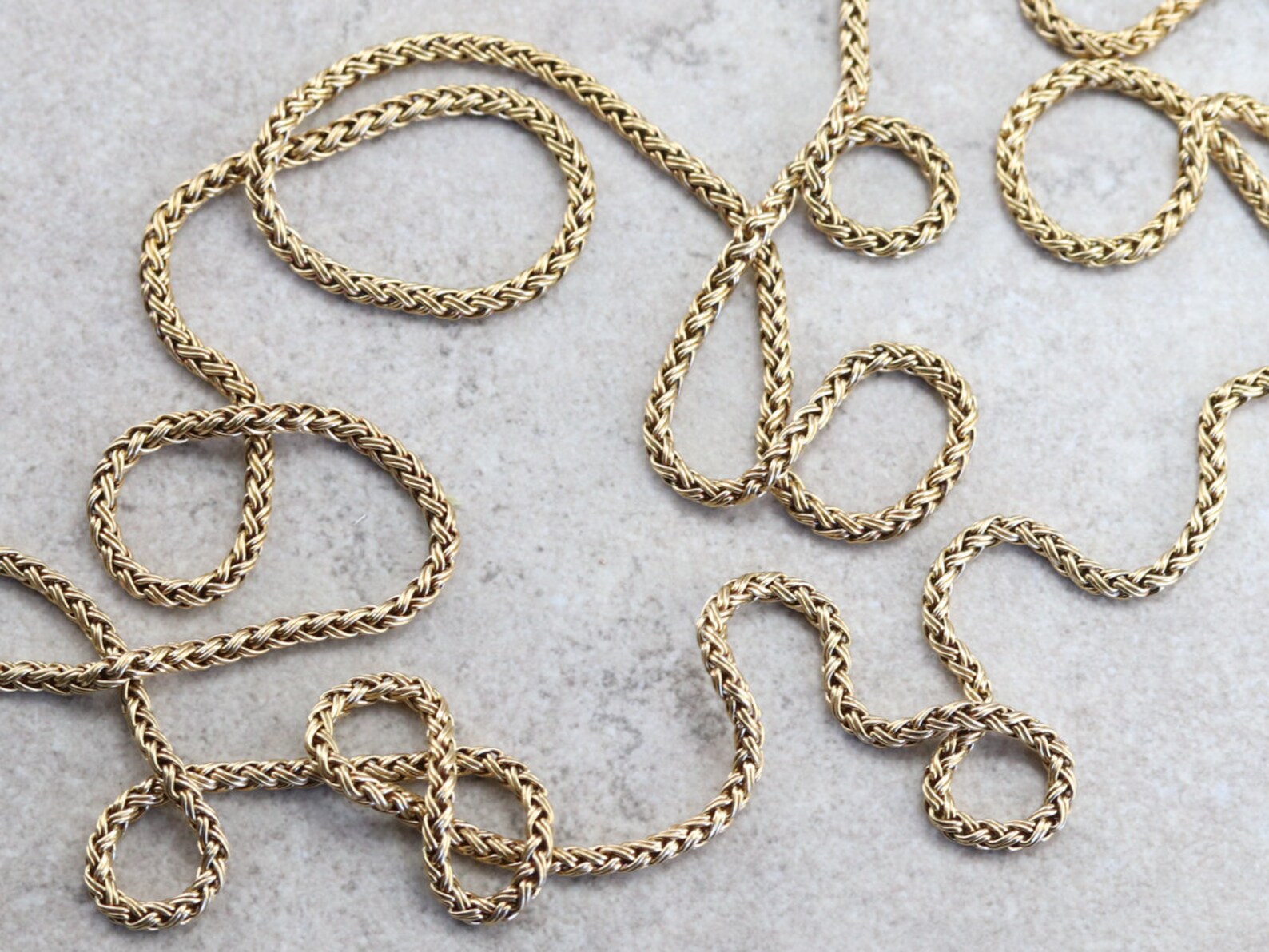 Finely Woven Gold Chain Braided Gold Chain Long Yellow Gold Etsy Denmark