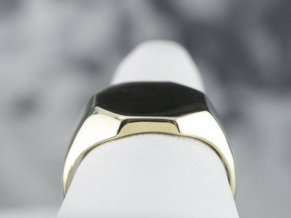 Vintage Octagon Shaped Signet Ring, Unisex Gold R… - image 7