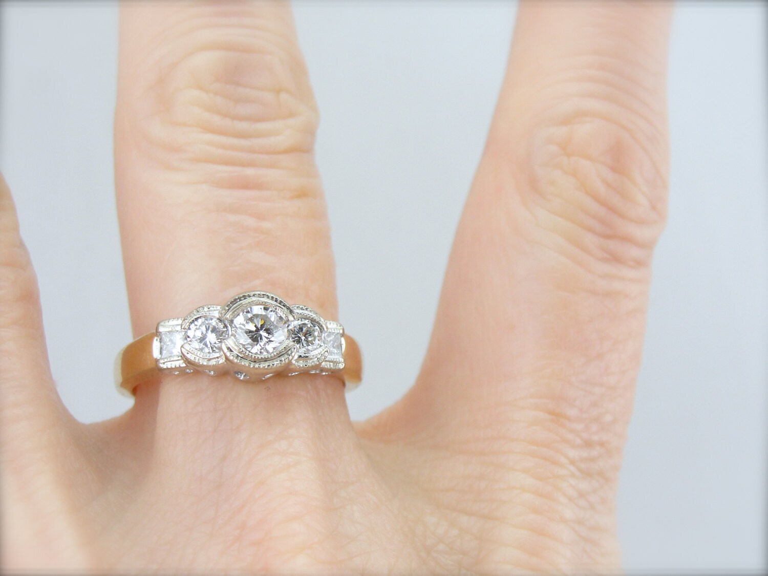 Stunning Contemporary Bezel Set Diamond Ring 1PJ4D7R Etsy