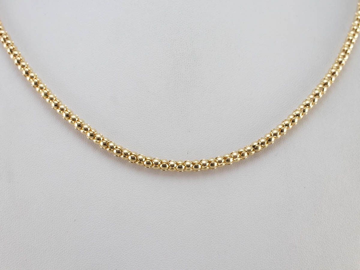 Yellow Gold Popcorn Chain, Yellow Gold Necklace, Layering Necklace