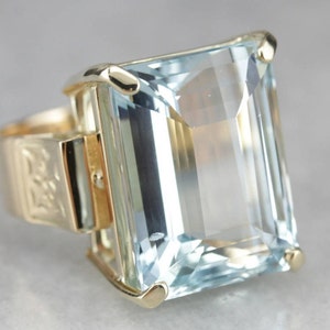 High Quality Aquamarine Cocktail Ring, Statement Ring, Large Gemstone Ring 3QX1J135-P