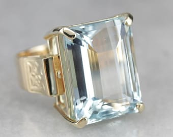 High Quality Aquamarine Cocktail Ring, Statement Ring, Large Gemstone Ring 3QX1J135-P