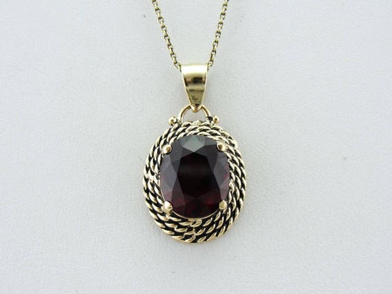 Vintage Garnet Pendant, Rope Framed Pendant, Red … - image 5