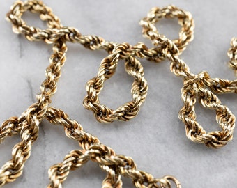 Cadena de oro amarillo de 14 quilates, estilo cuerda, unisex, con diseño trenzado, 45,7 cm (18 pulgadas)