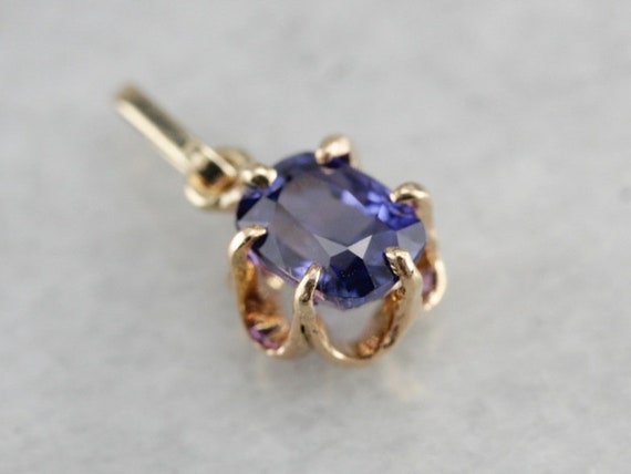 Purple Sapphire Pendant, Sapphire Solitaire Penda… - image 3