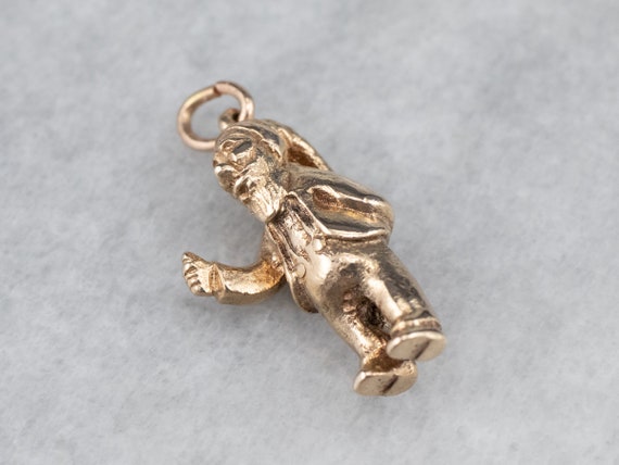 Vintage Gold Gnome Charm, Seven Dwarfs Character … - image 1
