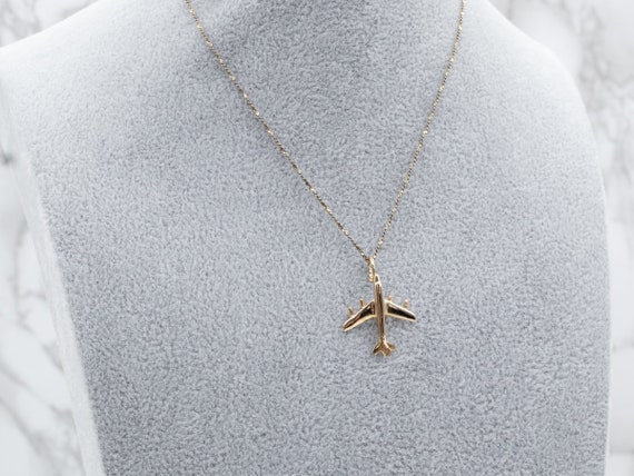 Vintage Yellow Gold Airplane Charm, Airplane Pend… - image 10