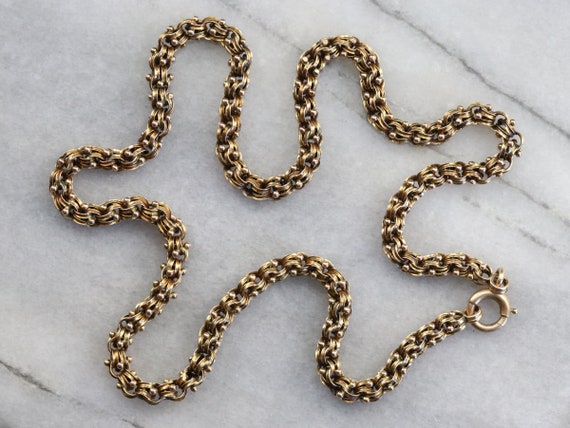 Victorian Gold Link Chain Necklace, Ornate Victor… - image 3