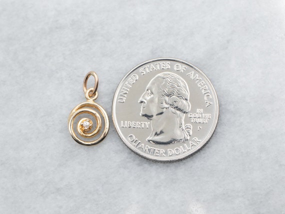 Yellow Gold Spiral Pendant with Diamond Accent, G… - image 3
