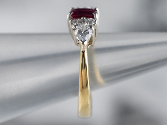 Ruby Diamond Engagement Ring, Ruby 18K Gold Ring,… - image 9