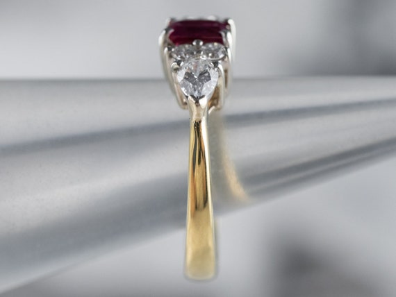 Ruby and Diamond 18K Gold Anniversary Ring, Two-T… - image 9