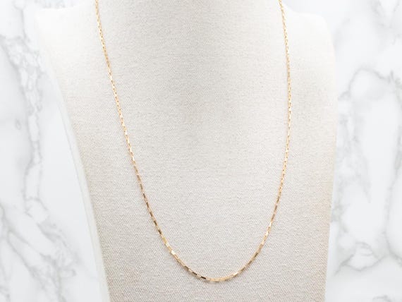 18K Yellow Gold Rectangle Link Chain Necklace - image 4