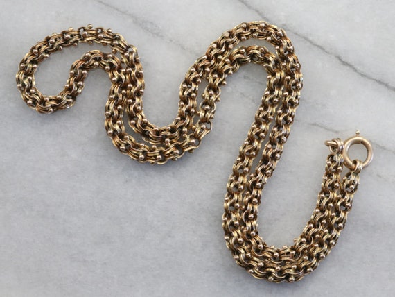 Victorian Gold Link Chain Necklace, Ornate Victor… - image 2