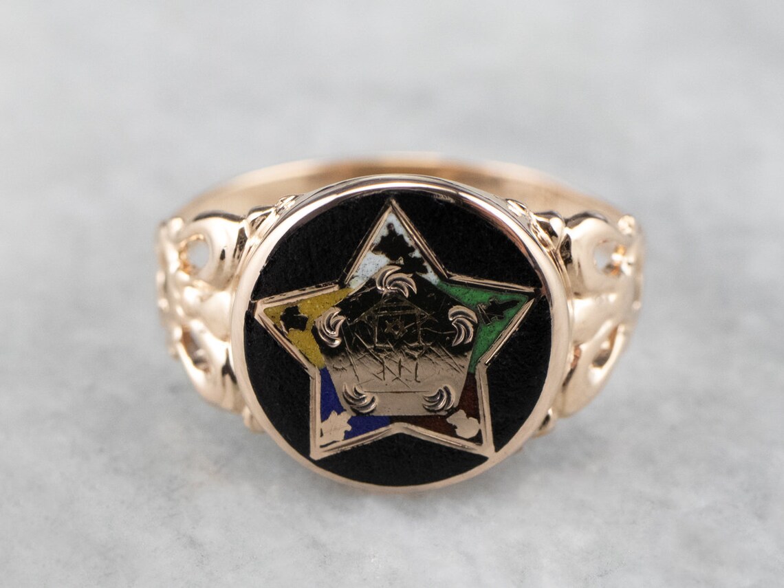 Antique Eastern Star Ring Enameled Ring Order of the Etsy