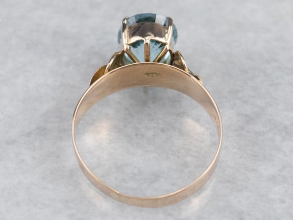 Victorian Blue Topaz Ring, Antique Rose Gold Topa… - image 5