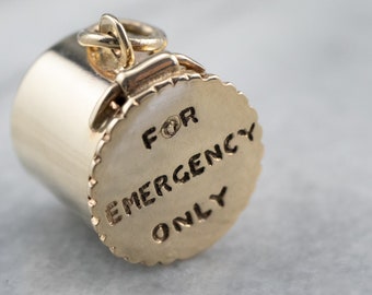 For Emergency Only Gold Charm, Yellow Gold Charm, Vintage Gold Charm, Layering Pendant, Unisex Gift, Hollow Gold Charm N3AK4TWK