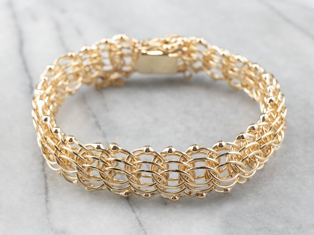 14K Yellow Gold Link Bracelet, 7-inch Chain - Etsy
