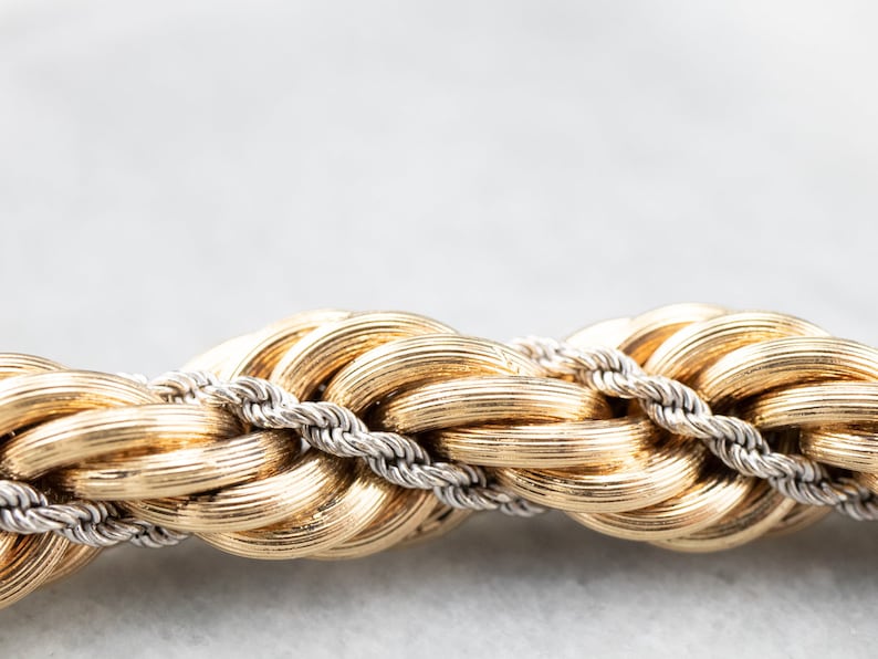Bold Two Tone Gold Chain Bracelet Rope Twist Chain Bracelet Etsy
