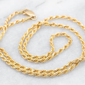 18K Yellow Gold Heavy Rope Chain Necklace, 18 Inch