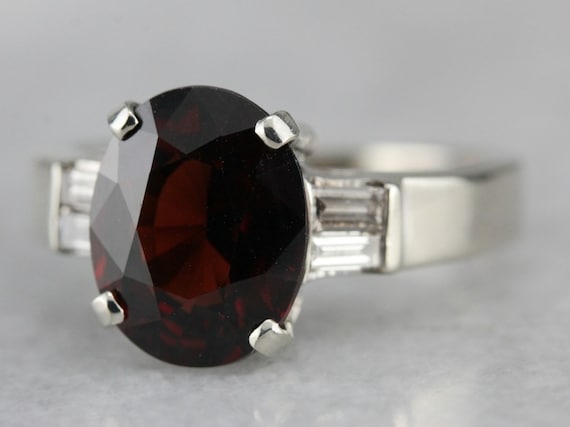 Garnet and Diamond Cocktail Ring, Garnet Annivers… - image 2
