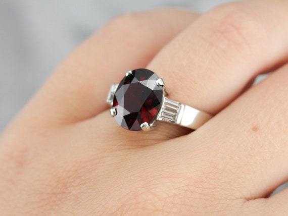 Garnet and Diamond Cocktail Ring, Garnet Annivers… - image 6