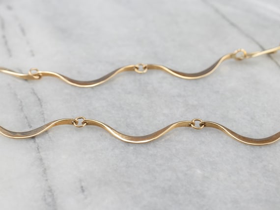 Wavy Gold Link Necklace, Yellow Gold Necklace, Layering