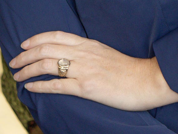 Botanical Moonstone Statement Ring in Yellow Gold - image 5