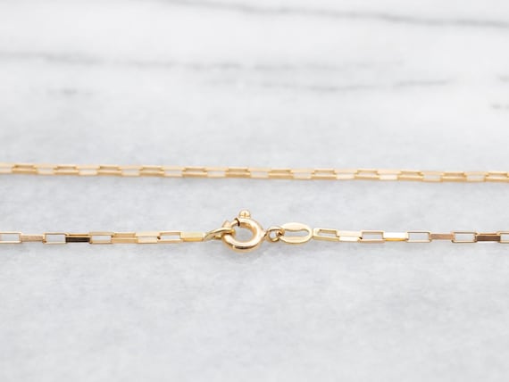 18K Yellow Gold Rectangle Link Chain Necklace - image 2