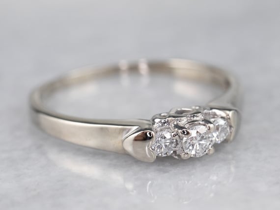 Three Stone Diamond Engagement Ring, Classic Thre… - image 2
