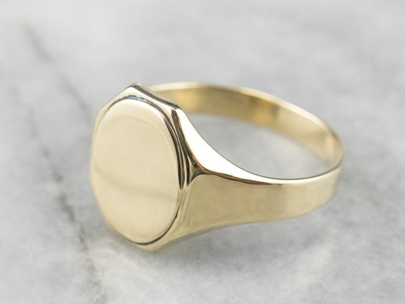 Vintage Gold Signet Ring, Unisex Signet Ring, Yell