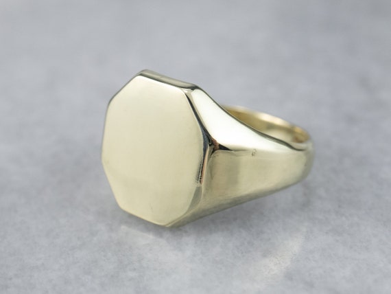 Vintage Octagon Shaped Signet Ring, Unisex Gold R… - image 2