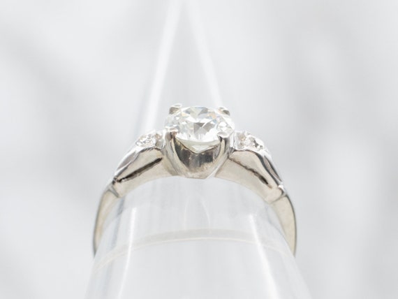 White Gold European Cut Diamond Engagement Ring w… - image 3