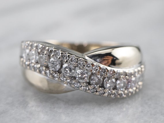 Twisting Diamond White Gold Band, Anniversary Rin… - image 1