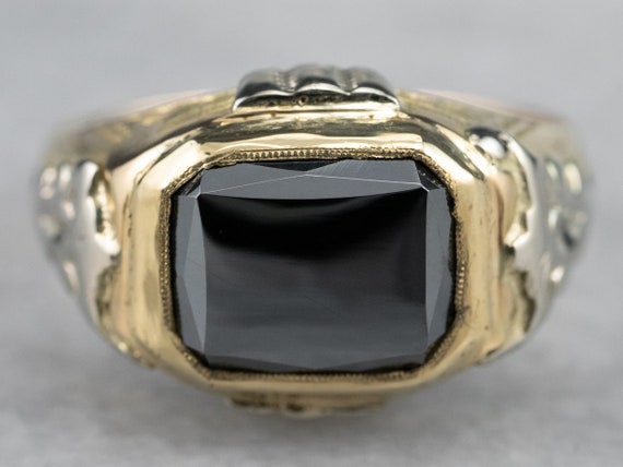 18K Two Toned Gold Hematite Ring, Vintage Hematit… - image 2