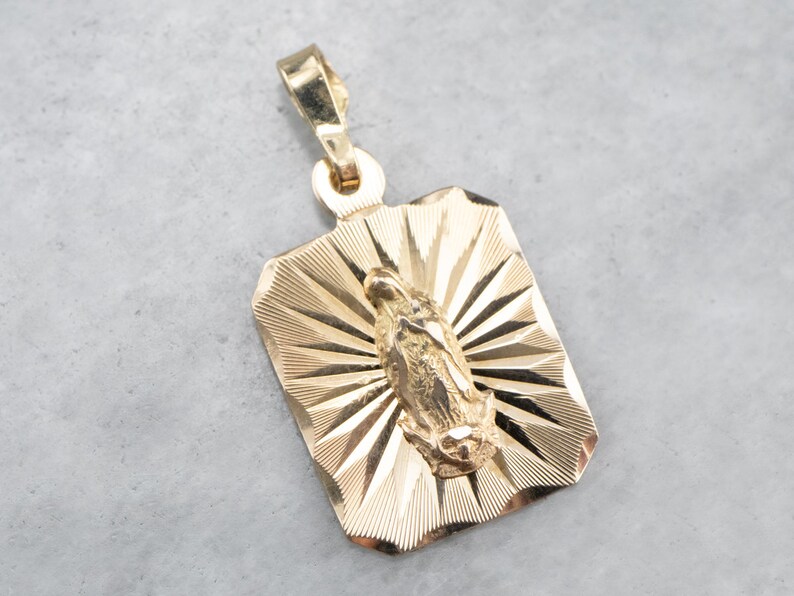 Yellow Gold Religious Pendant Religious Jewelry H1A7NNT2 Virgin Mary Religious Medallion Religious Charm Mother Mary Pendant