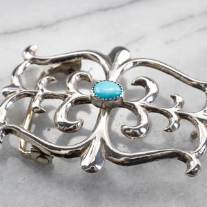 Southwestern Turquoise Silver Buckle, Sterling Silver Belt Buckle, Vintage Belt Buckle, Silver Accessories, X6X7C2EL image 2