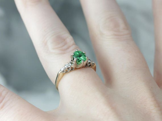 Stunning Tsavorite Garnet Anniversary Ring, Garne… - image 5