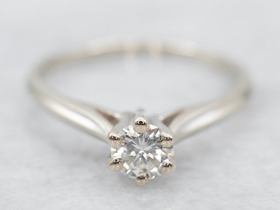 Classic Diamond Solitaire Ring, White Gold Diamon… - image 1