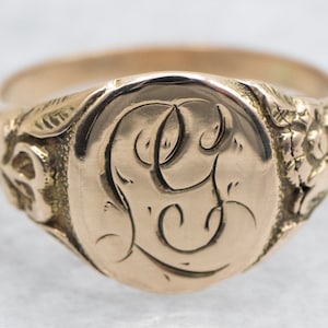 Yellow Gold "LG" Engraved Oval Signet Ring, Gold Signet Ring, Personalized Signet, Engraved Signet, Monogram Signet, Signet Ring A39966