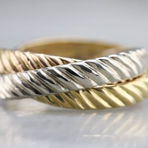 Anneau à rouler corde torsadée, bandes à rouler tricolores dorées, anneau à superposer, bande à superposer, bande de tous les jours, cadeau d'anniversaire LZH88P7N