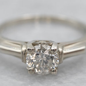 Stunning Retro Era Engagement Ring, White Gold Diamond Ring, Round Brilliant Diamond Ring, Vintage Diamond Engagement Ring A9268