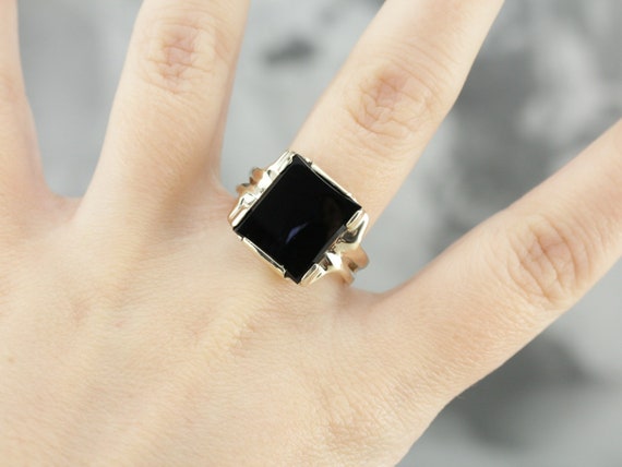 Retro Black Onyx Ring, Onyx Statement Ring, Onyx … - image 5