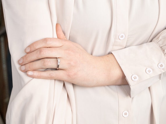 Platinum Diamond Engagement Ring, Round Brilliant… - image 5